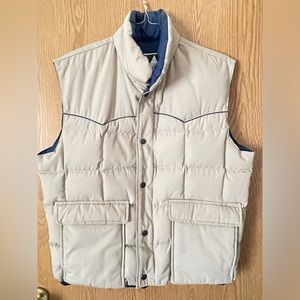 Vtg. Alaska Down And Leather Vest Sz-M Puffer Goodedown Zipper/Snap Buttons